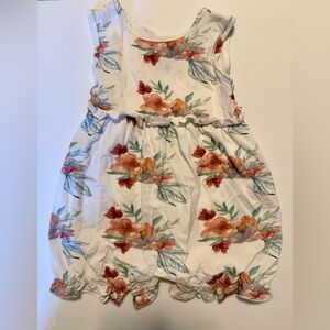 Sleeveless Floral Baby Bodysuit in White with Coral Blooms